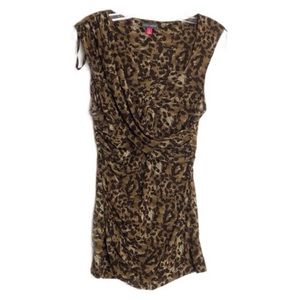 Vince Camuto Animal Print Crossover Sleeveless Top